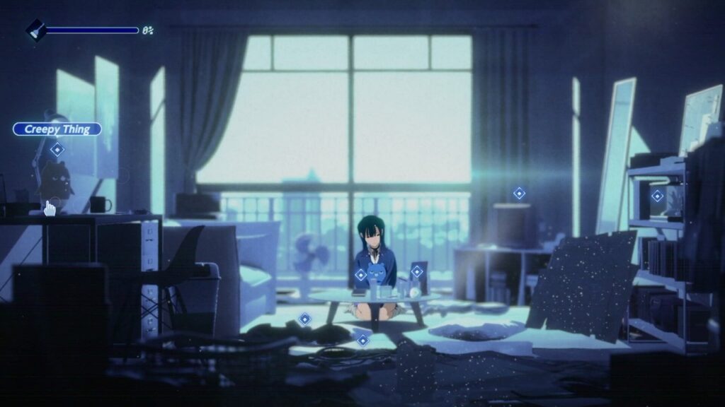 Reina in het blauw verlichte appartement in Rain98
