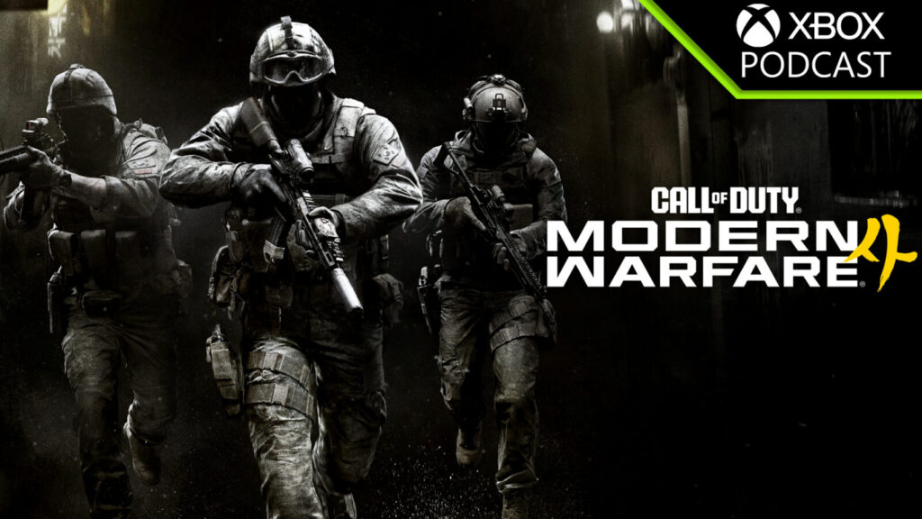 Modern Warfare 4-afbeelding voor de officiële Xbox Podcast met drie soldaten